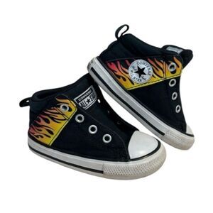 Converse Kids Sneakers Black with Flame Pattern